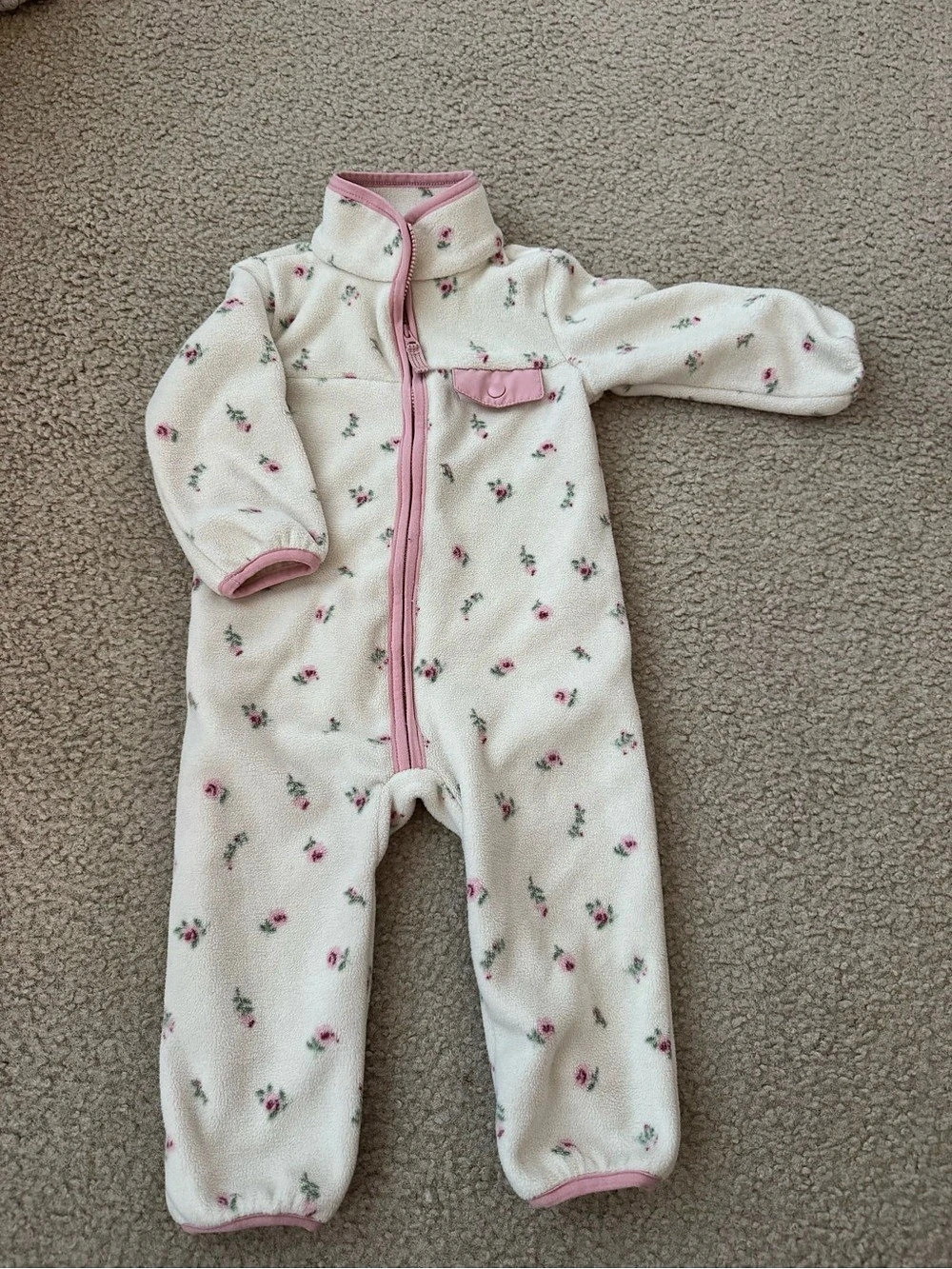 Little Planet by Carter's Floral Fleece Footie Baby 12m Like New